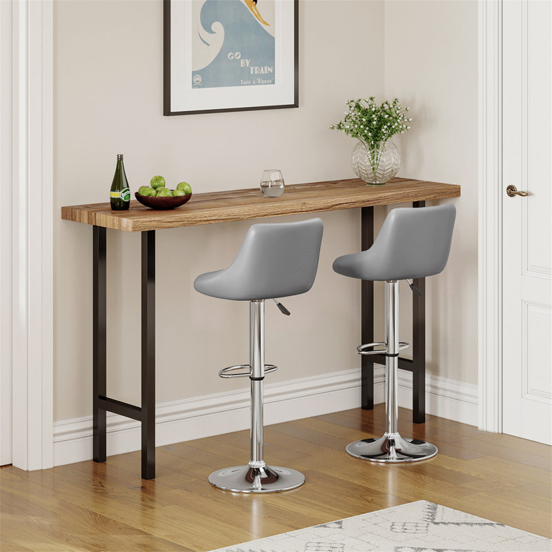 Erric Height Adjustable Swivel Bar Stool Set of 2, Grey