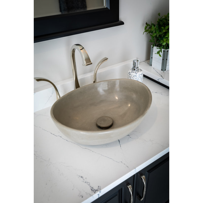 Eden Bath 13.4'' Concrete Oval Bathroom Sink, Light Earthen Gray