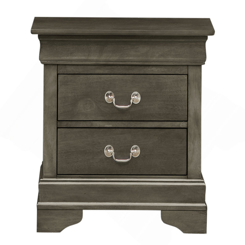 Charming Traditional Gray Nightstand, Gray