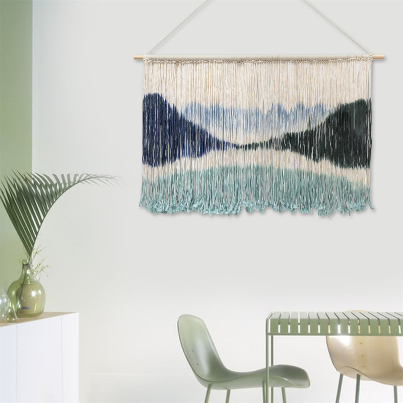43"x28" Large Macrame Mountains Wall Art Tapestry for Home Office Decoration
