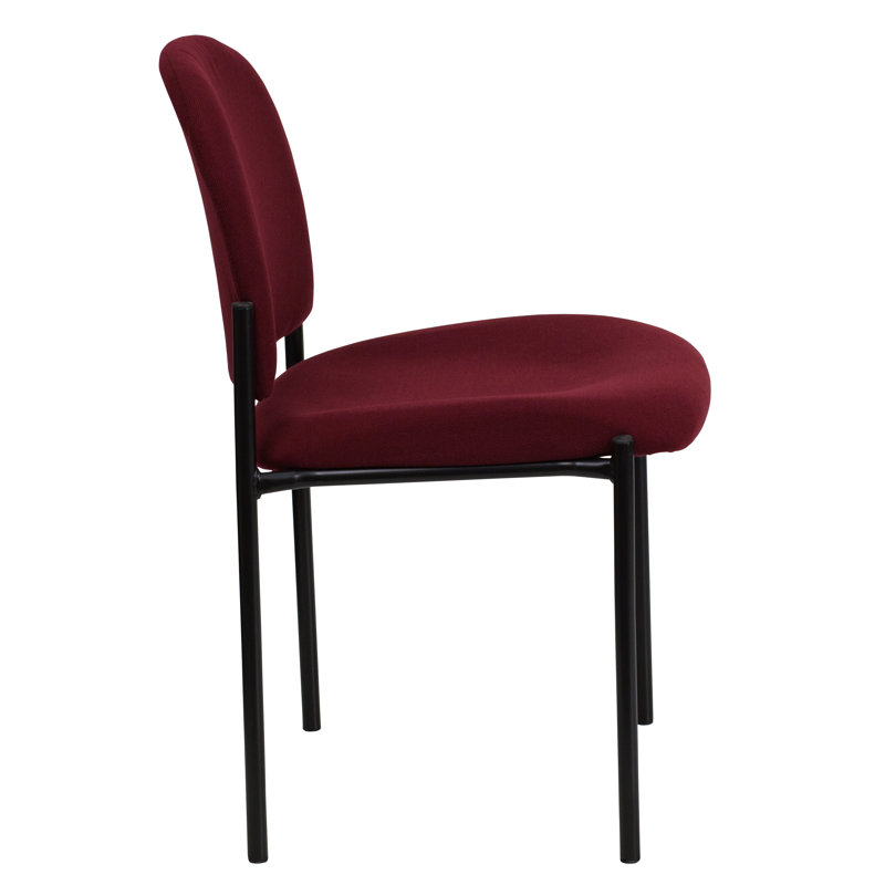 Burgundy Fabric and Vinyl Stackable Metal Side Chair