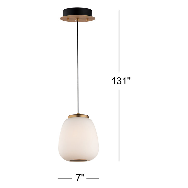 Luminaire suspendu simple à intensité variable 1 lumière Kace , H 8,75 po x l 7 po x P 7 po
