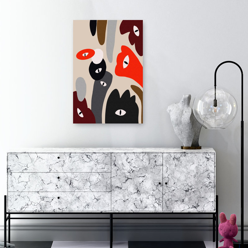 «Curious Abstract Eyes», art mural contemporain contemporain abstrait, H 36 po x l 24 po