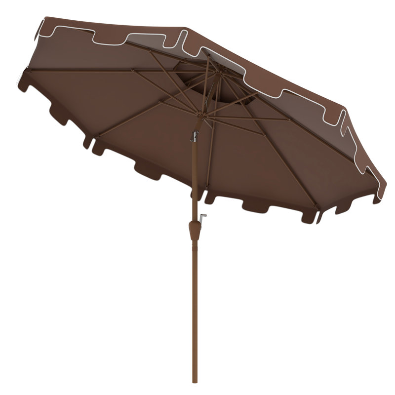 Parasol de patio de 8,8 pi avec bouton-poussoir inclinable et manivelle, brun