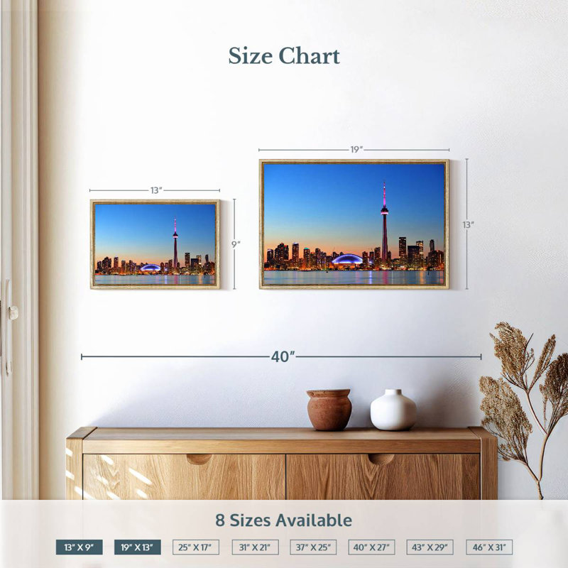 Toronto, 19 po x 13 po, Cadre flottant en bois naturel