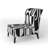 Monochrome Geometric Pattern VIII - Mid-Century Velvet Upholstered Slipper Chair