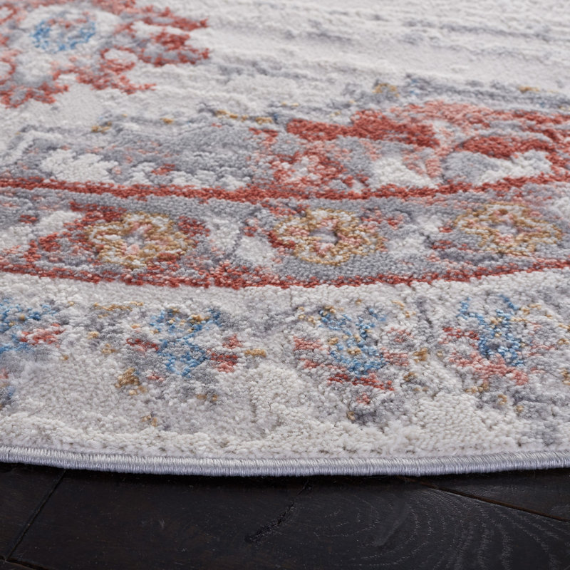 Tapis oriental ivoire / rouille, Rond 6 pi 7 po
