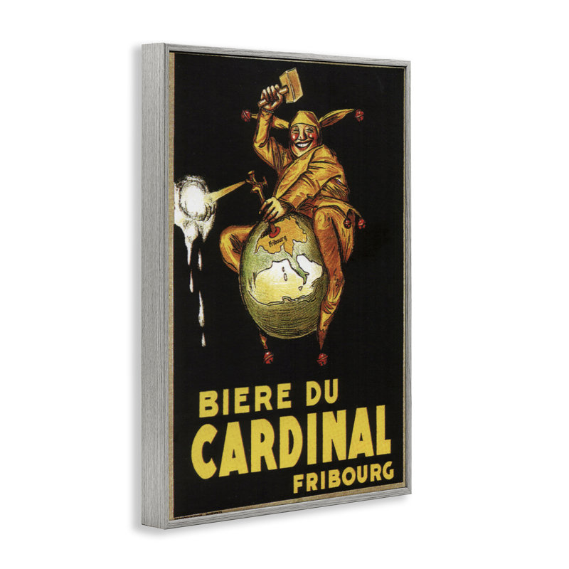Affiche antique de cardinal de bière encadrée, art par Marcus Jules, H 24 po x l 16 po, Estampe numérique Farmhouse