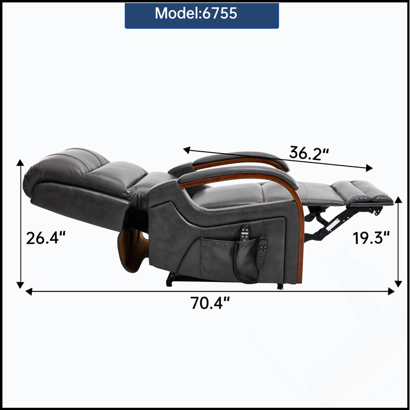 Fauteuil inclinable électrique Powerair Leatherair, Gris