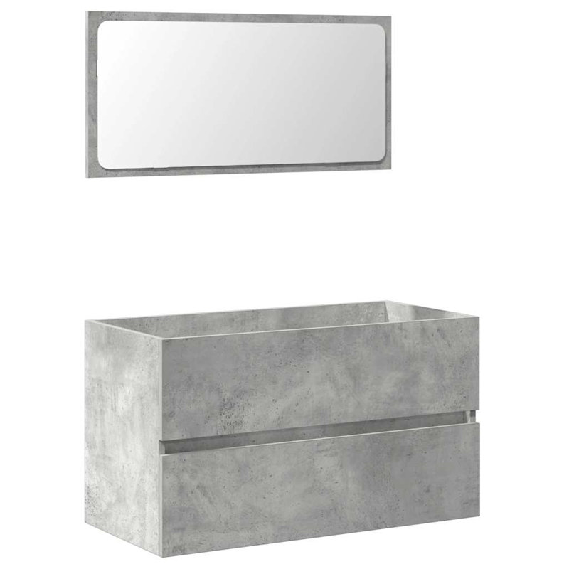 Armoire de salle de bain avec miroir en bois d'ingénierie gris béton 31,5 po vidaXL