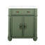 Meuble-lavabo de salle de bain de style médiéval, profondeur de 70,6 cm (27,8 po), lavabo intégré, tiroir et placards à abattant, étagères réglables en hauteur pour un rangement maximal. Évacuation optimale.