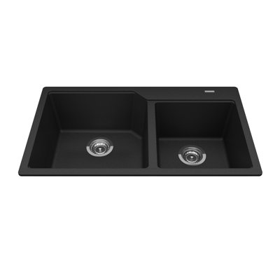 33.88'' L Double Bowl Granite Kitchen Sink