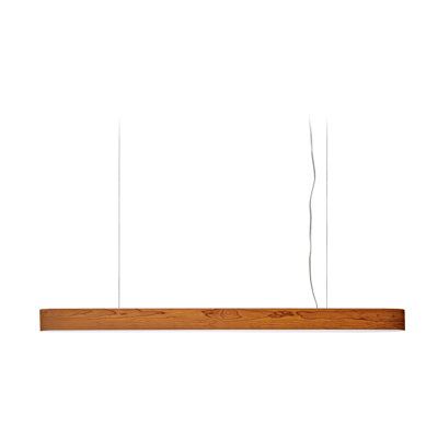 I-Club Suspension Light - Long Slim - DIMTRIAC LED - Matte Nickel Finish - Matte Satin Diffuser - Natural Cherry Shade