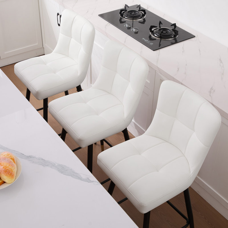Tabouret de bar pivotant 26 po, Blanc, 3