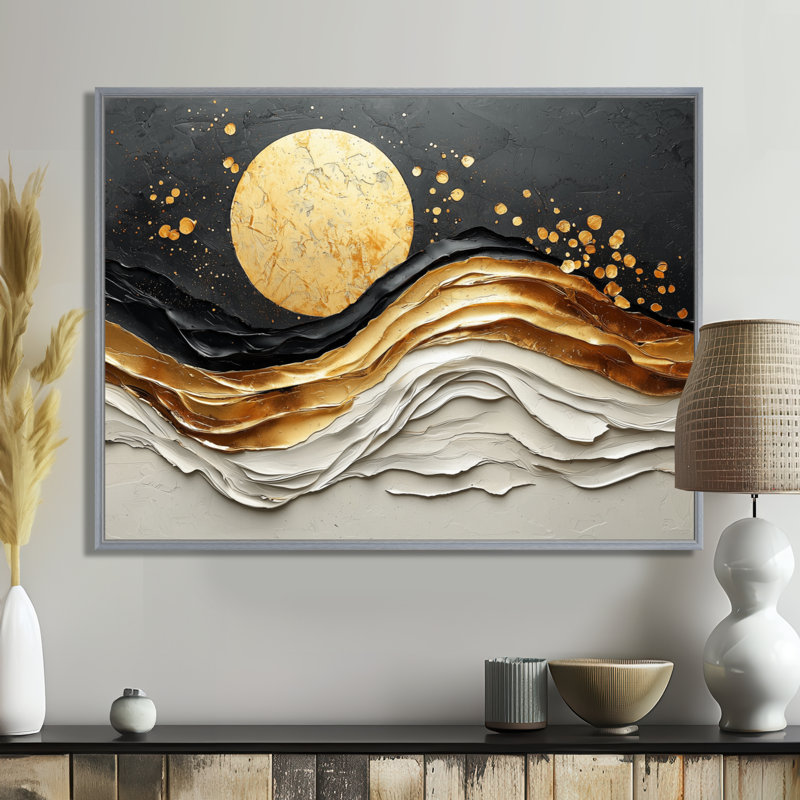 Almodovar - Abstract Wall Art, Argent argent, H 12 po x l 20 po, Impression encadrée flottante sans passe-partout