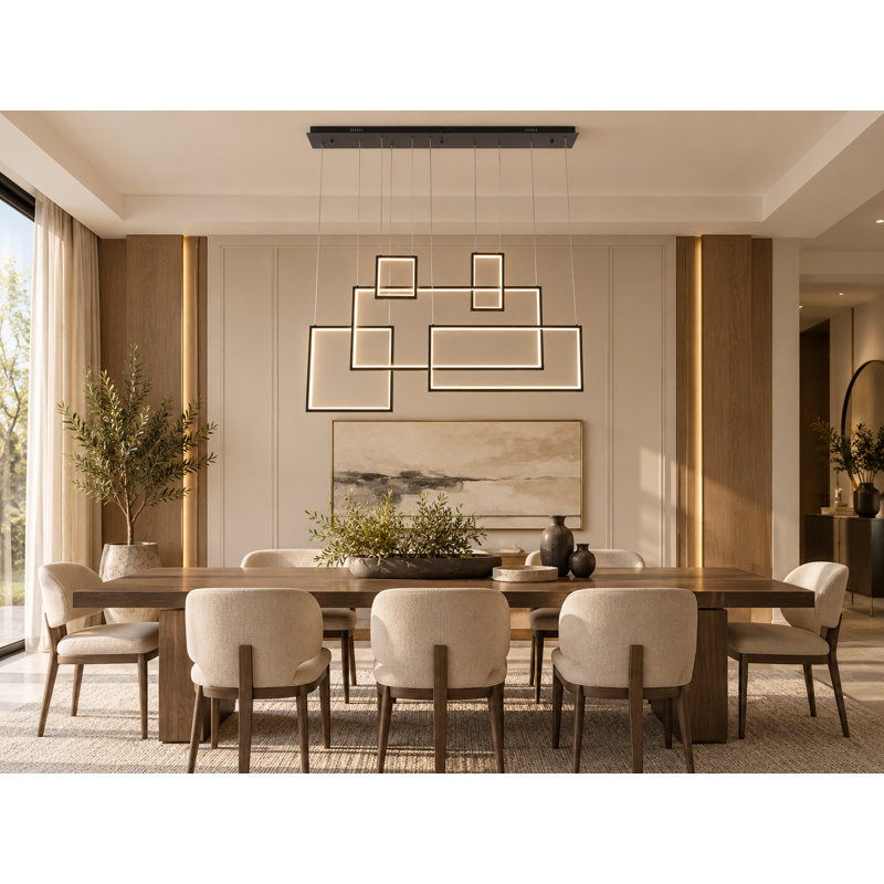 Lustre 5 lumières à DEL en café satiné à intensité variable avec boîtes DEL