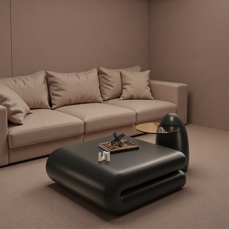 Black square bookshelf coffee table