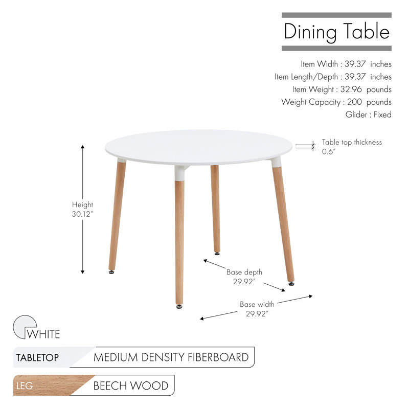 Round Solid Wood Base Dining Table