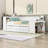 Full Size Wood Daybed with LED Strip, Trundle, Built-In Charging Station and Convertible Desk-1355150752