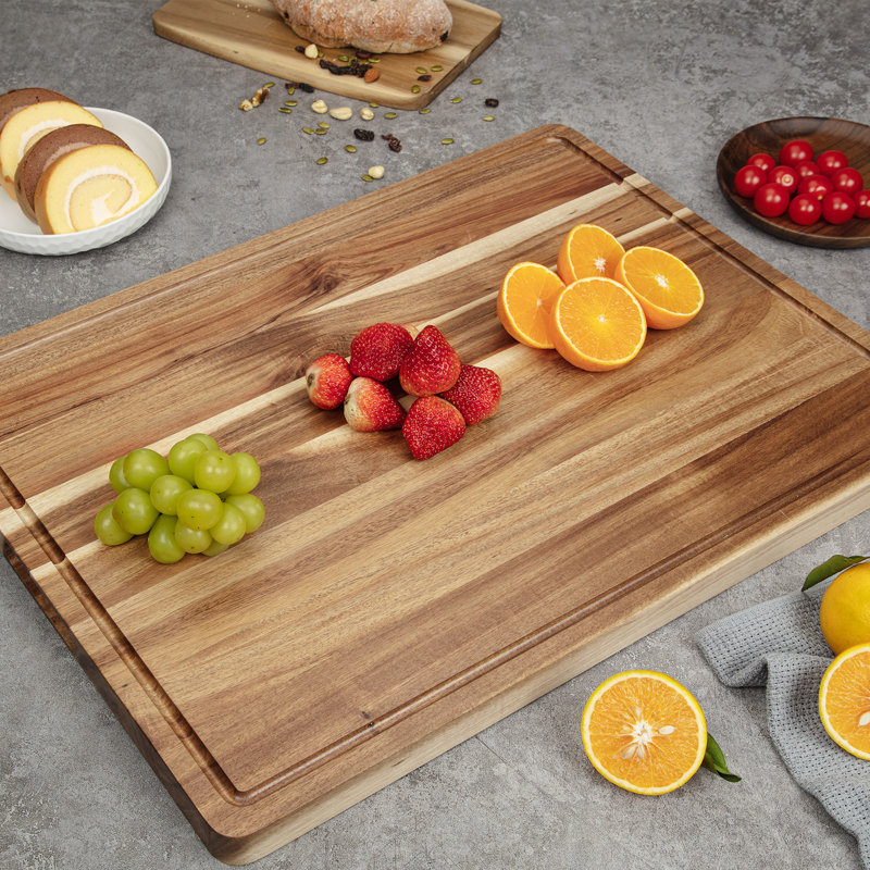 Grandes planches à découper en bois d'acacia épais pour la cuisine, 20 po x 15 po x 1,5 po