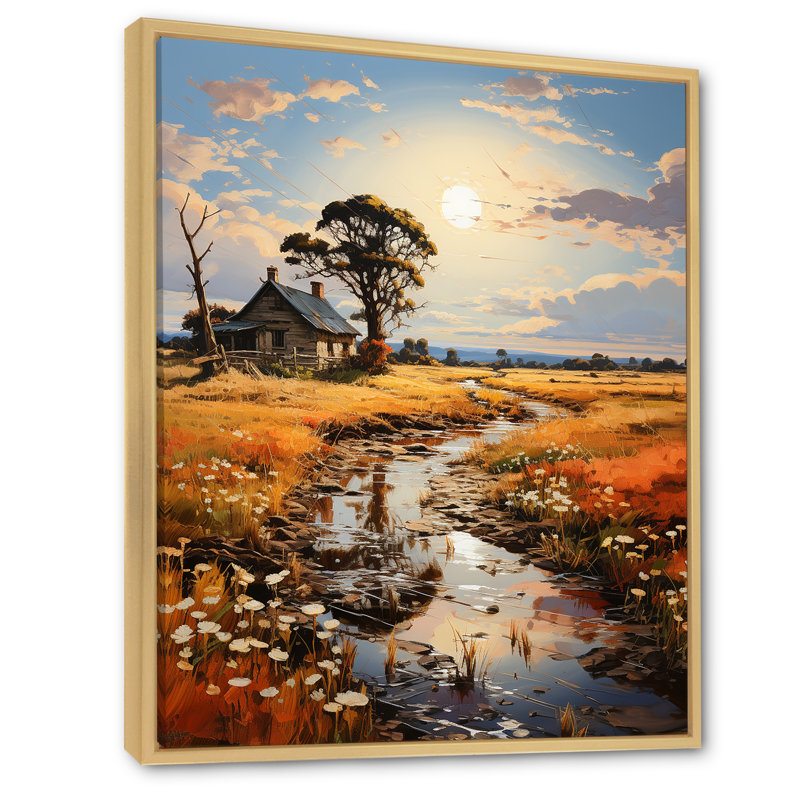 «Countryside Farm Bliss I» sur toile, Cadre naturel flottant, H 32 po x l 24 po x P 1 po