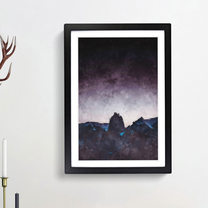 Dusky Mountains - Picture Frame Painting Print, 45cm H x 33cm W x 2cm D, Black Framed