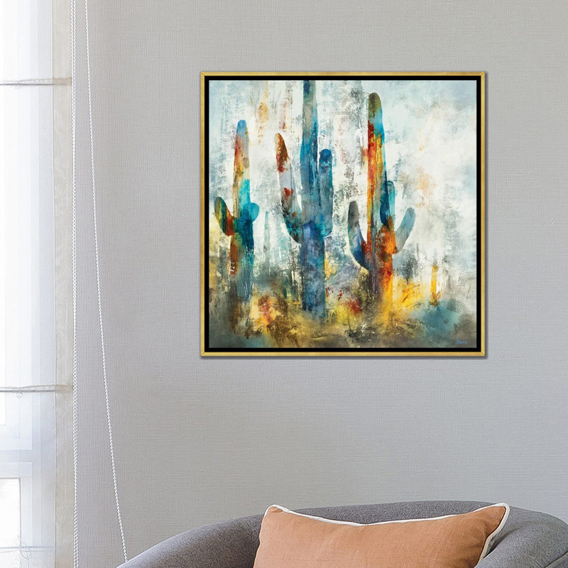 «Saguaro Forest» encadré par Scott Brems, H 26 po x l 26 po x P 1,5 po, Toile avec cadre flottant or, Non