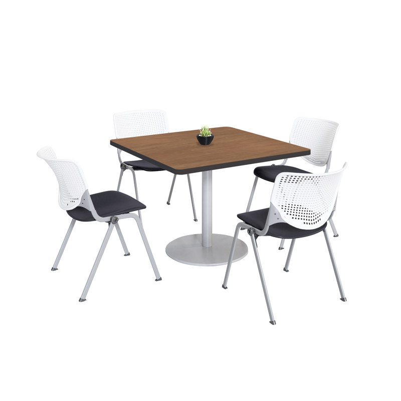 Ensemble de table de salle à manger et de chaise Kool Mode, H 29 po x L 36 po x l 36 po, Blanc/Noir, Cerisier