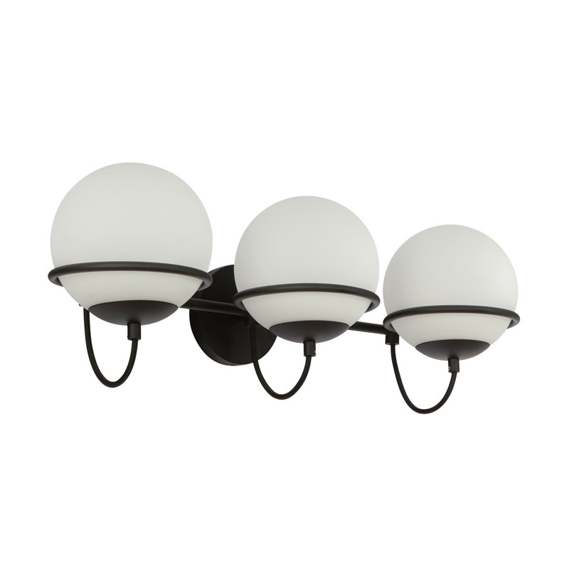 Matte Black and Opal Glass 3-Light Vanity Fixture