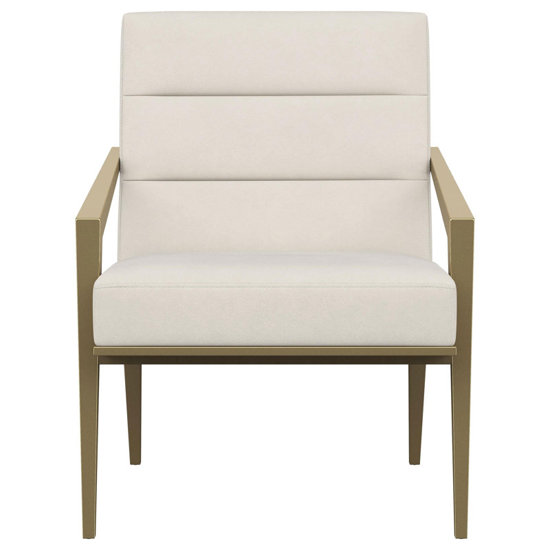 Fauteuil d'appoint rembourré en métal Kirra, Polyester crème