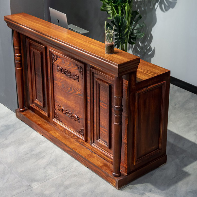 Brown Standard Solid Reception Desk, 39.37" H x 47.24" W x 19.69" D