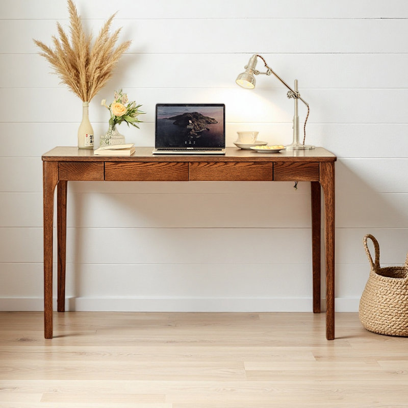 Oak all-solid walnut-colored study desk, 29.52" H x 47.24" W x 23.62" D