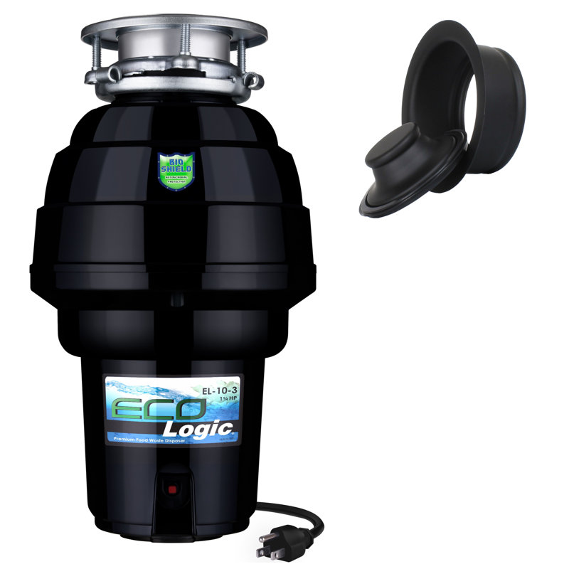 1.25 HP Continuous Feed Garbage Disposal with Black Flange and Stopper Kit