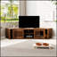 Meuble télé Mid-Century moderne en noyer avec table extensible, coussin moelleux et design adapté aux chats pour une utilisation polyvalente