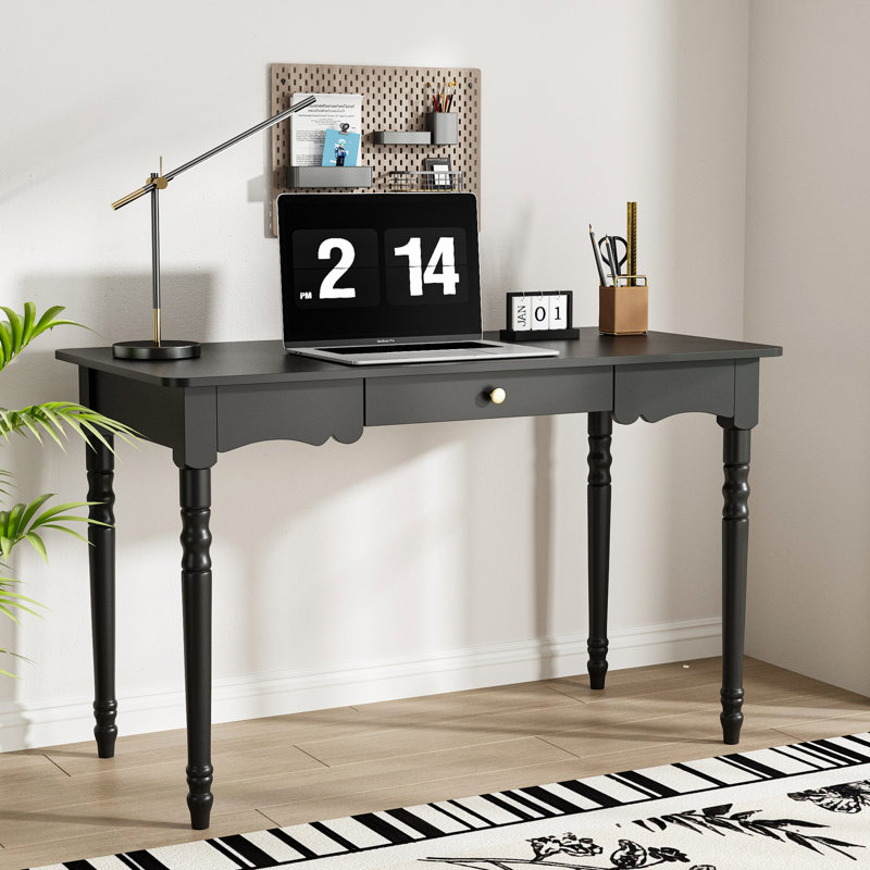 Modern Black Computer Writing Desk With 1 Drawer For Home Office