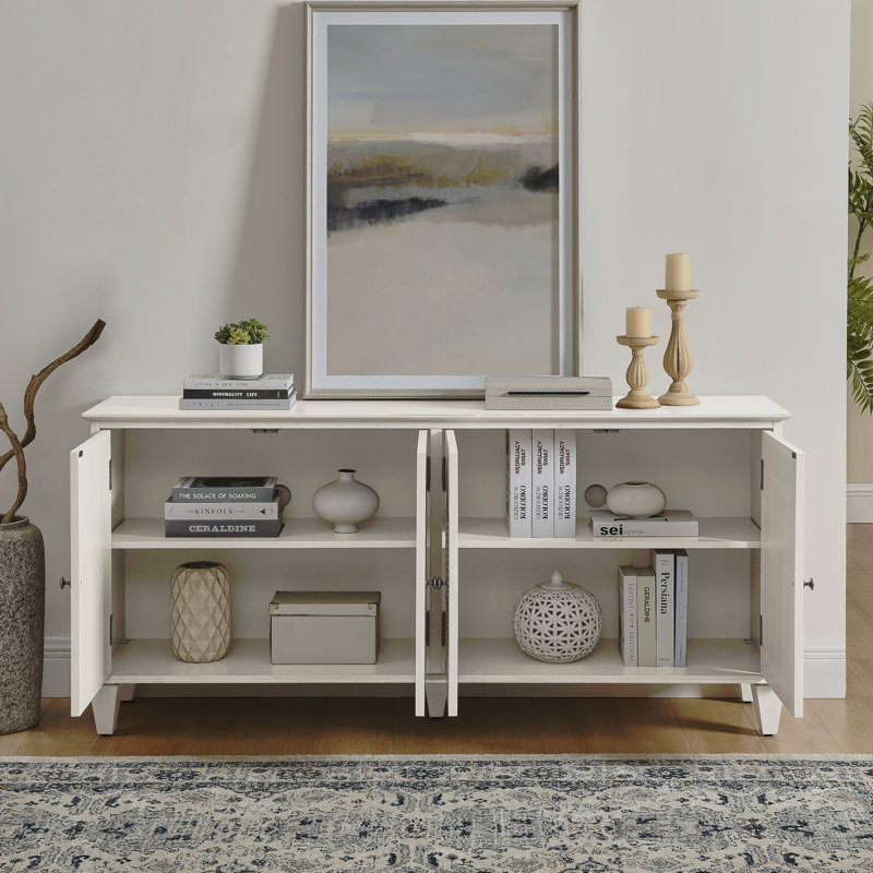 Buffet 65,5 po Mid Century Modern Buffet, Blanc antique