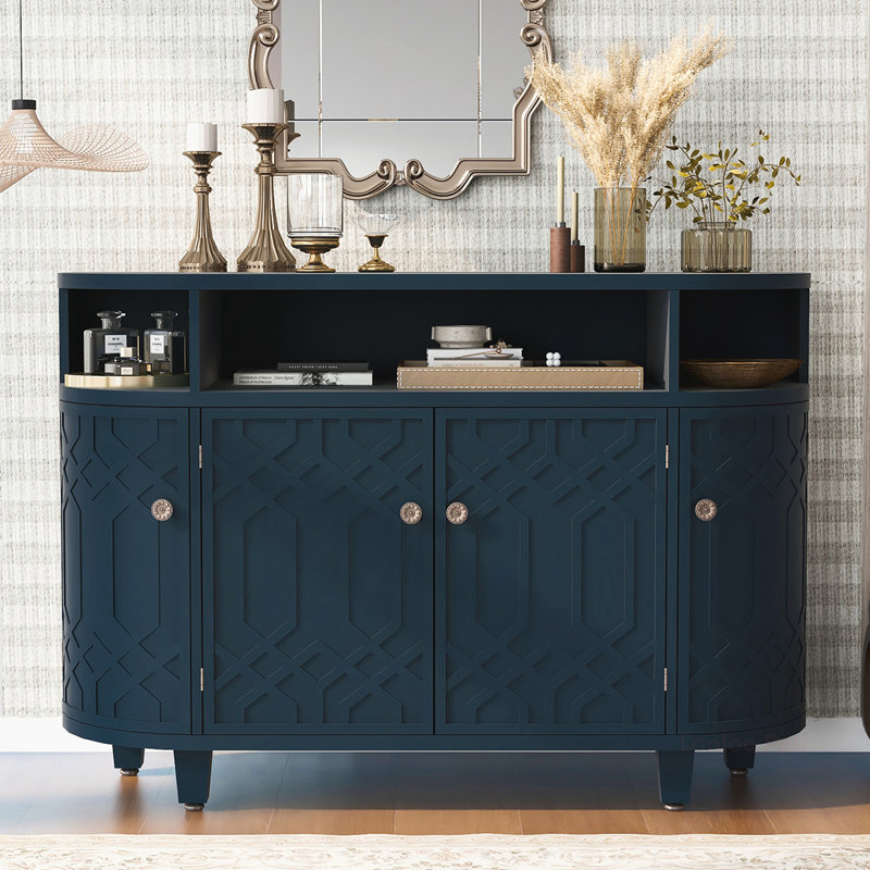 Armoire de rangement courbée exquise avec tablettes réglables pour divers espaces, Bleu très foncé