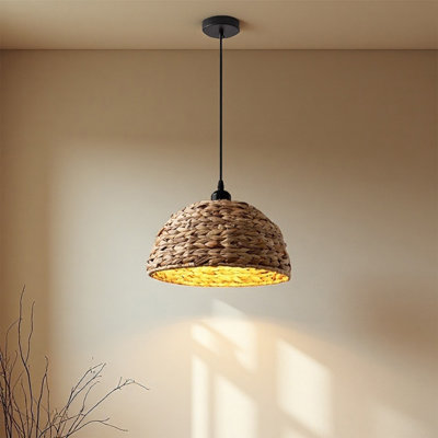 Lustre japonais en rotin de style Wabi-Sabi