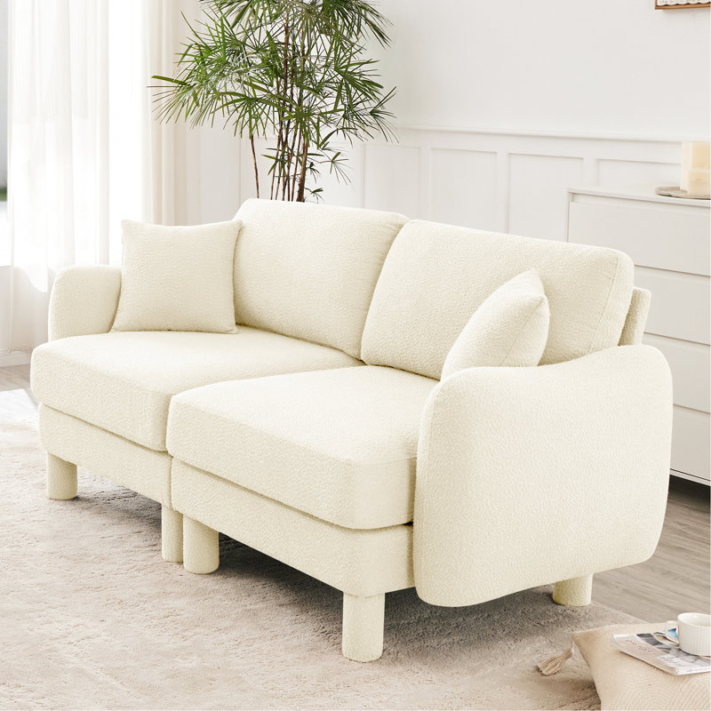 Canapé en tissu beige Boucle 2