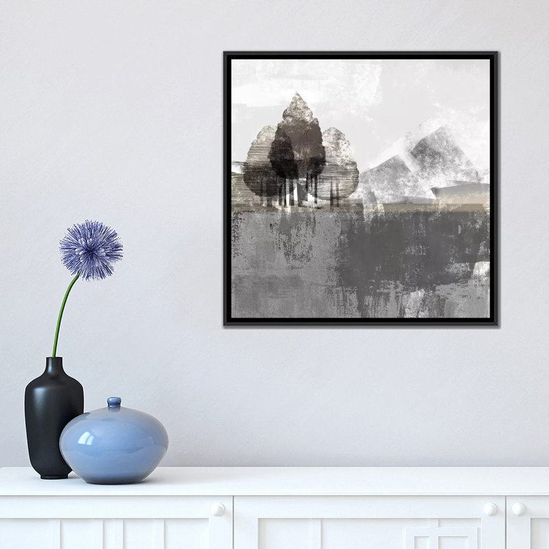 « textureed landscape », impression sur toile, H 18 po x l 18 po x P 1,5 po, Toile avec cadre noir, Pas de tapis