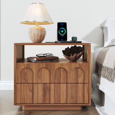 2-Drawer Nightstand with Charging Station