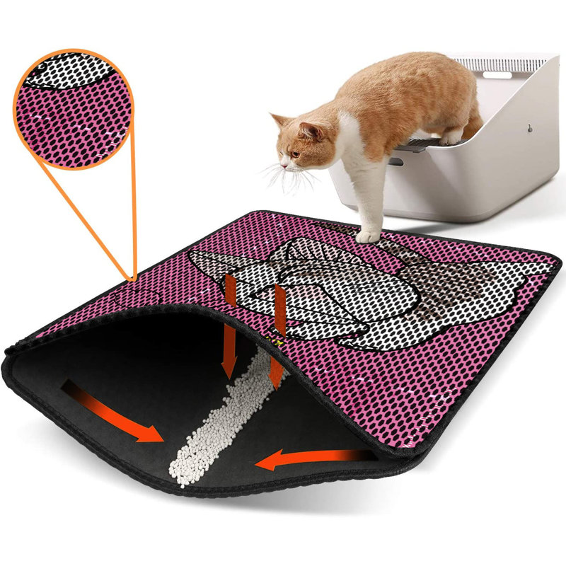 Tapis pour litière de qualité supérieure, 18 po x 24 po | 50% PVC / 50% polyester, lavable à la machine et passer l'aspirateur | Conception durable et facile à nettoyer pour les propriétaires d'animaux de compagnie | Protégez vos planchers des dégâts de la litière