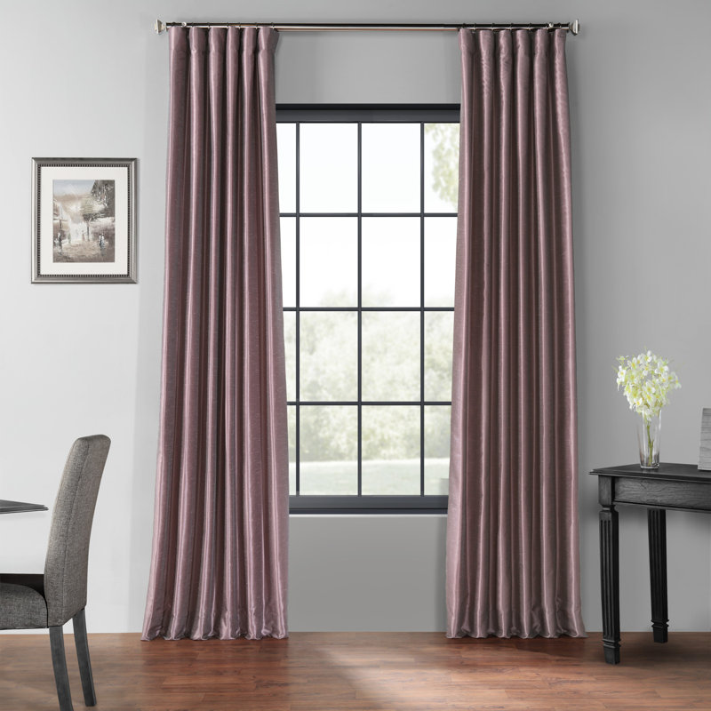 Avedon Rod Pocket Blackout Thermal Faux Silk Taffeta Single Curtain Panel, Graphite, 50" W x 96" L