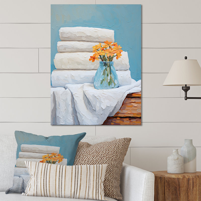 Blanchisserie blanche et bleue Farmhouse 4 - Art mural en métal, H 32 po x l 16 po x P 1 po