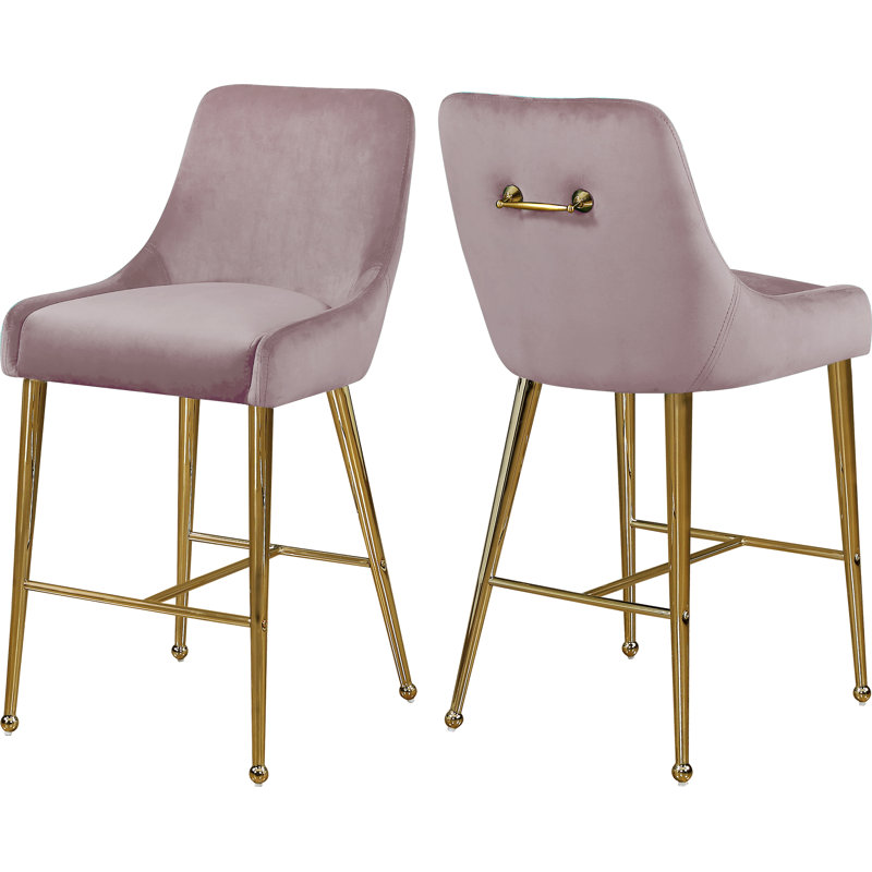 Tabourets de comptoir Owen, Velours rose, 28"