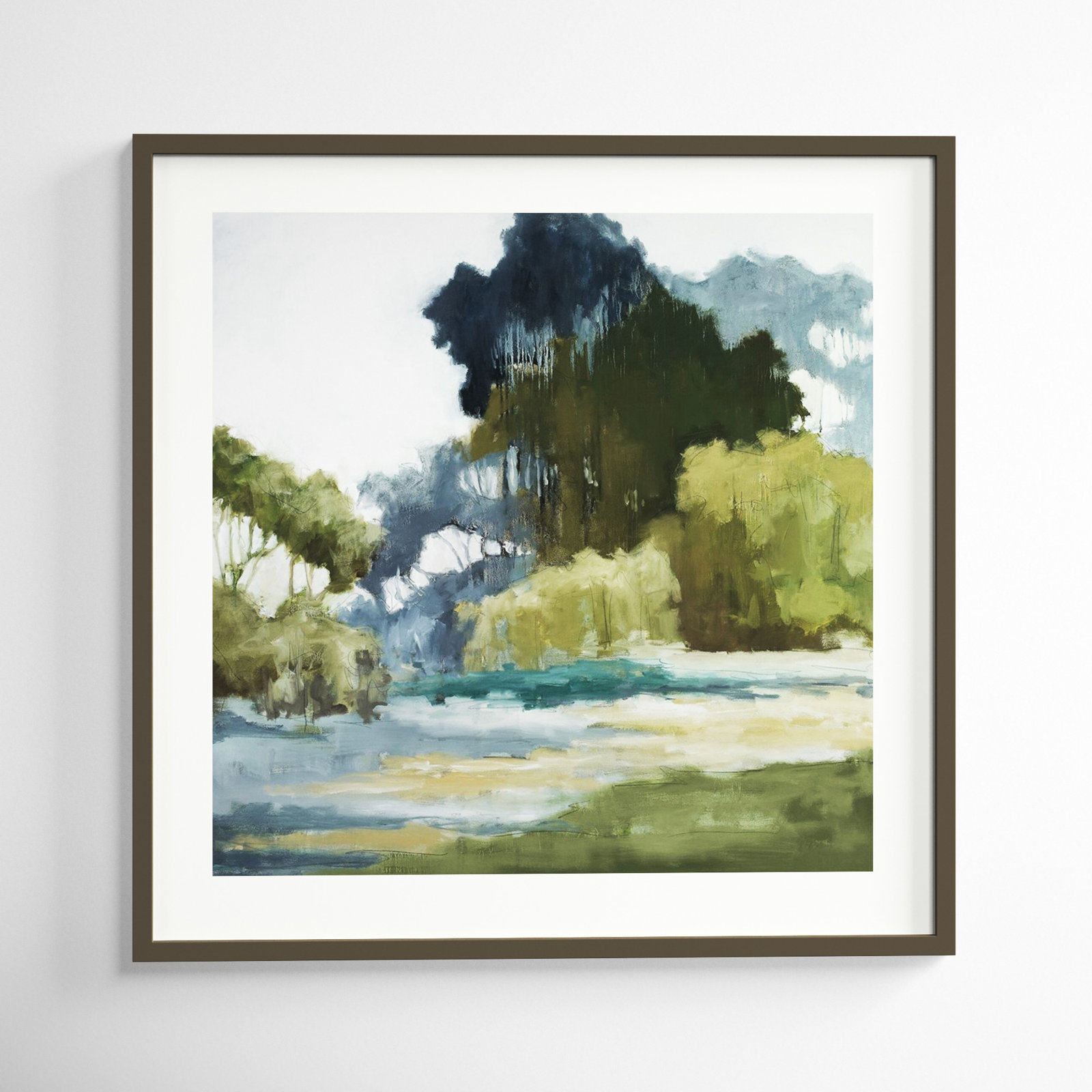 Bean Fileds Tall Trees by Jacqueline Ellens, Gray Framed Paper, 33" H x 33" W