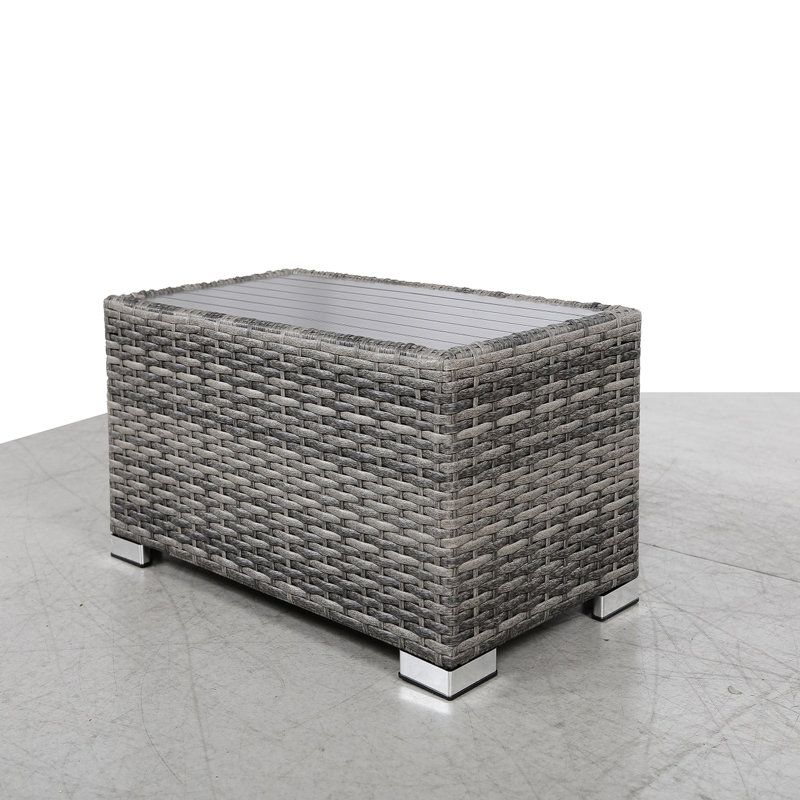Fully Assembled Mixed Grey And Aluminum Slatted Side Table For Outdoor Cloud-watching - Add Charm To Areas