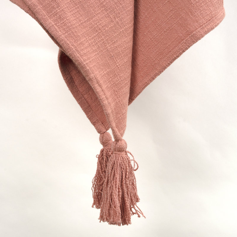 Jeté 100% coton tissé et texturé, Corail