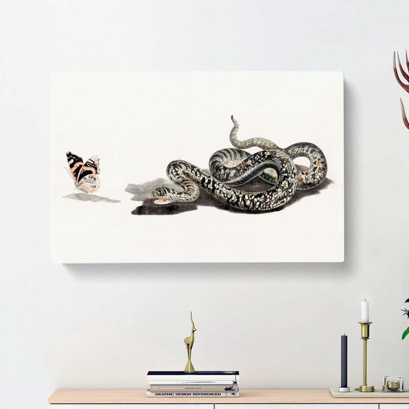Snake And Butterfly by Johan Teyler - Wrapped Canvas Painting, 50cm H x 76cm W x 3cm D