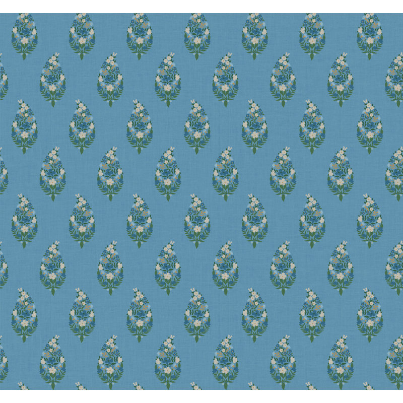 Papier peint motif cachemire, Bleu